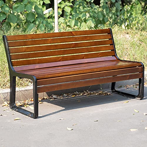 2-3 Sitzer Patio Gartenbank Parkbank, Wetterfest Anti-Korrosions-Holz Patio Bänke, Freizeit-Doppel-Sitzmöbel Stuhl mit Guss-Aluminium-Rahmen ( Color : Dark brown-With Backrest , Size : 180CM/71IN )