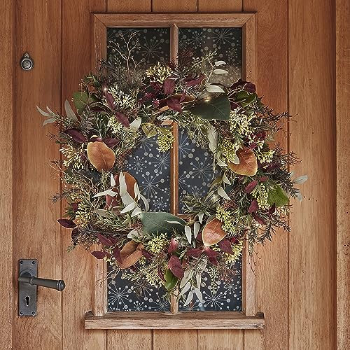 Lights4fun 60cm LED Herbst und Weihnachtskranz beleuchtet künstlich Innen Deko Weihnachten Türkranz Herbst