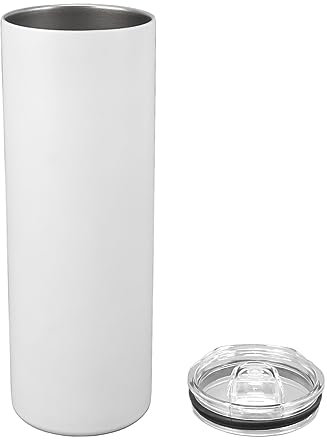 Sublimation Skinny Tumbler Glow in the Dark, 600ml Acier Inoxydable 304 Double Paroi Isolé Sous Vide Mince pour Voyage (Blanc à vert)