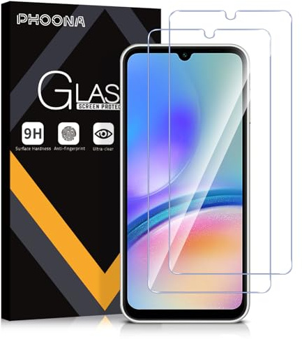 Phoona Verre Trempé pour Samsung Galaxy A05s, Lot de 2 Vitre Film Protection écran Compatible avec Samsung A05s, Dureté 9H, Ultra Clair, Anti-Rayures, Facile à Installer(6,7'')