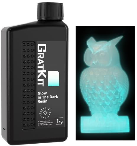GratKit Glow in the Dark 3D-Druck Harz, 1kg im Dunkeln Nachleuchtendes UV-härtendes Resin für 405nm SLA/LCD/DLP 3D-Drucker, 1000g, Glow Blue