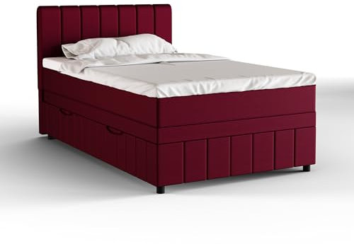 Avalon Boxspringbett 120 x 200 cm Doppelbett mit hochwertiger Bonell-Matratze und Topper, Polsterbett mit Bettkasten, Schlafzimmer, Bequem, Modern, Stilvoll