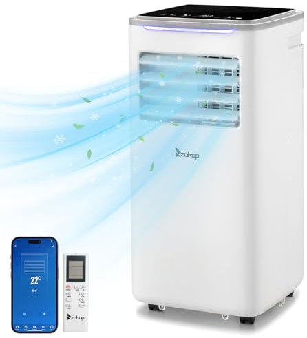 Karlhome Portable Air Conditioner 9000 BTU, 4-in-1 Portable AC with Cooling, Heating, Dehumidifier, Fan Mode, Air Conditioning Unit with Remote Control, WiFi Smart APP & Window Kit for Home Office