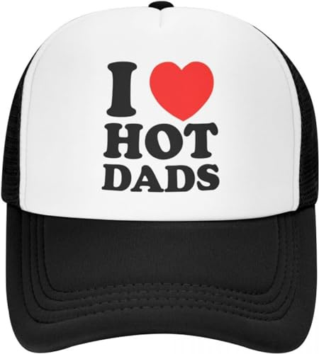 BDJYHACP Baseballkappe Snapback Sonnenhut I Love Hot Dads individuelle Baseballkappe für Männer und Frauen verstellbare Trucker-Mütze Sommersport-Hüte Snapback Männer und Frauen