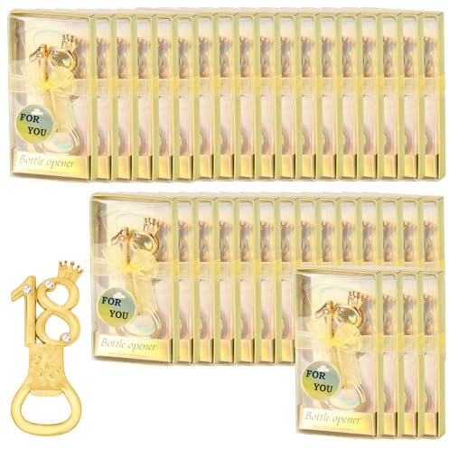 Wnvivi 24/36 Pezzi Apribottiglie Chiave Oro 18th, Kit Ricordo Bomboniera Ospite, Apribottiglie Portachiavi Creativo in Lega di Zinco(36 Pezzi)