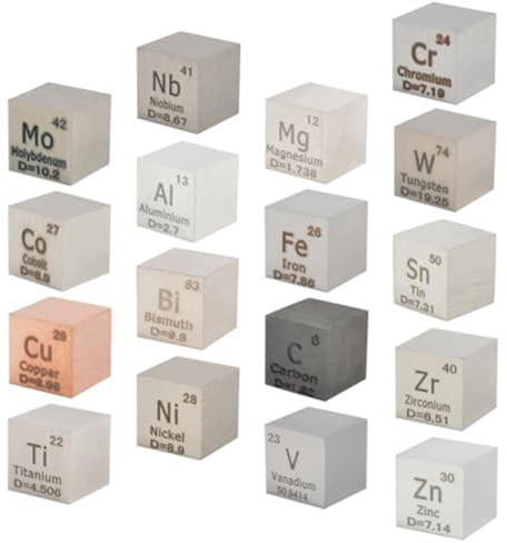 Richeyty Würfel aus Metallelementen - Dichtewürfel-Set für die Periodenserie - 99,99% hohe Reinheit (0,39 Zoll / 10 mm)
