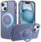 PuyaTeya Handyhülle für iPhone 15 Hülle, [mit Unsichtbarem Ständer ][mit MagSafe] Kratzfeste Anti-Fingerabdruck [Transluzente Matte] Hülle für iPhone 15 6.1(Far Peak Blue)