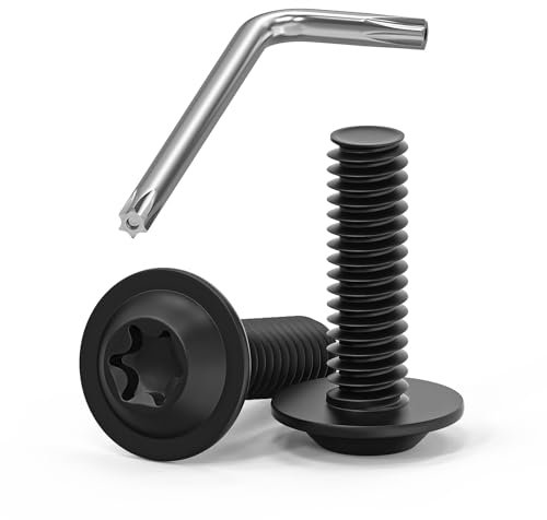Lot de 20 vis M4 x 12 à tête bombée - Vis Torx à bride - En acier inoxydable A2 V2A - Filetage complet - Oxyde noir - Avec clé Torx