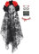 Evolyline Halloween schwarzer schleier halloween kostüm damen dia de los muertos kostüm damen tag der toten schleier gruselig Künstliche Blumen Rose Spitzen skelett schleier für Halloween Party