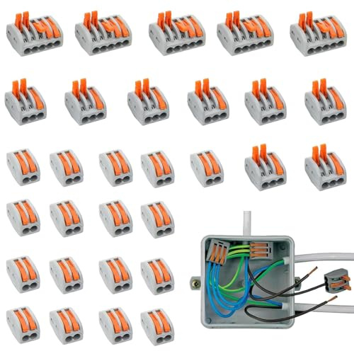 30Pcs Wire Connectors, Hose Pipe Connector 2/3/5 Way Inline, Cable Connectors,Compact Splicing Electrical Connector Butt Terminals for Connect 28-12 AWG Flame Retardant PA/PC