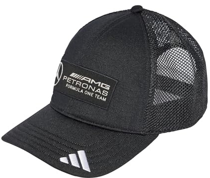 adidas Unisex Mercedes - AMG Petronas Formula ONE Team Snapback Logo Trucker Cap, Black/White, XS