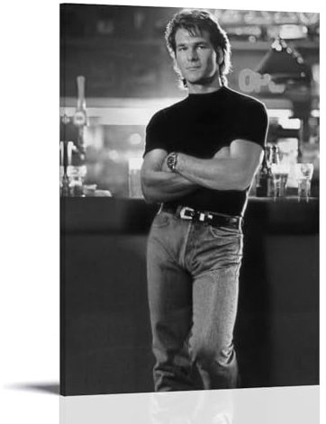 NeBaln Patrick Swayze Schauspieler-Poster, Leinwand, Wandkunst, dekoratives Schlafzimmer, modernes Zuhause, 60 x 90 cm