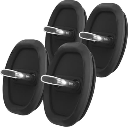 COSMEVIVI Car Door Lock Latch Protective Covers 4pcs Silicone Pad Door Lock Covers Anti-rust Noise Reduction Black