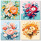 Lxmsja 4 Pièces Peinture Numero Adulte Enfant avec Cadre, Fleurs Colorés Peinture par Numero Adulte, Numéro d'art avec Pinceaux, Loisirs Créatifs Adultes, Activité Manuelle Adulte, 20x20cm