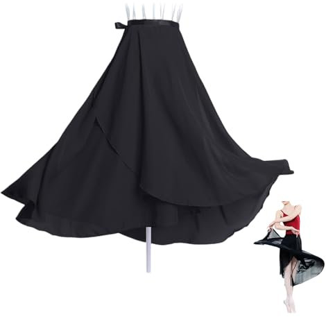 Ballett Leinen Maxirock, Chiffon Wickelrock, Double Layer Elastische Taille Tanz Rock, Lockerluftiger Ballettrock