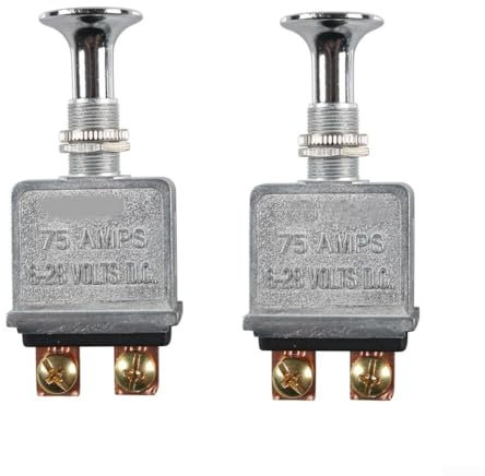 Interrupteur à tirette robuste 75 A, DC 12 V SPST 2 positions marche/arrêt, pour phares, phares de contrôle, clignotants, accessoire de feux clignotants