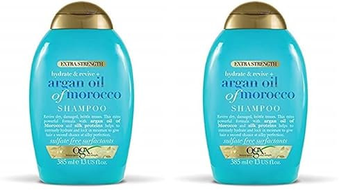 OGX Hydrate and Repair Argan Oil Shampoo for Dry, Damaged Hair 385ml (Pack of 2)