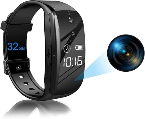 Dragonranee Hidden Camera Bracelet Watch Spy Camera Watch Security Camera 32GB Full HD 1080P Video Night Vision,Portable Mini Camera for Home Office Conference