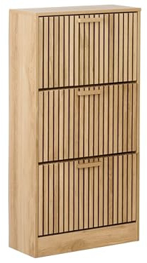Schuhkipper mit 3 Klappen heller Holzfarbton Lamellen-Optik Skandi Lynwood