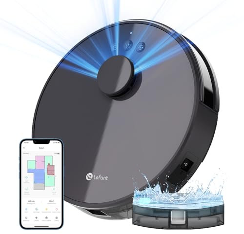 LEFANT M1G Saugroboter mit Wischfunktion, 5500Pa, LiDAR-Navigation, Mehrschichtiges Mapping, Virtueller Bereich, Verbunden Uber Alexa/APP/WiFi, Perfekt für Tierhaare, Teppiche, Hartböden