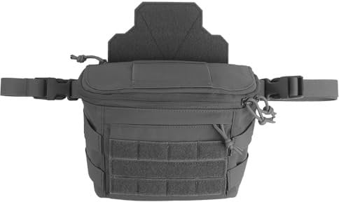 Peminkoo Molle PC Drop Pouch Bag for Vest Chest Rig Plate Carrier, Convenient Buckle Rich Space 3 Ways of Use Waist Bag with Sling (Grey)