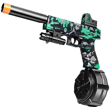 Splatter Ball Gun Automatic, Gel Ball Blaster Gun Full-auto and semi-auto with Goggles, Long Range Blowback Pistol for Shooting Team Games Outdoor Activities Ages 6+ (Green)