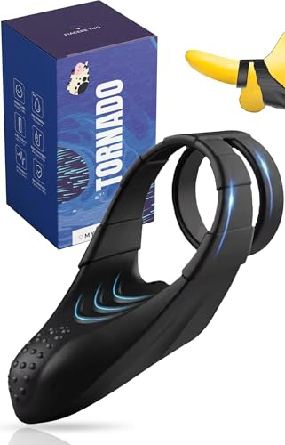 MySecretCase Cockring – Vibration Penis Ringe, Vibrator Penisring für Männer und die Paare, Gummi Sextoy, Klitoris Stimulator, Leise Sexspielzeug für Solo Masturbieren und Sex (Tornado)
