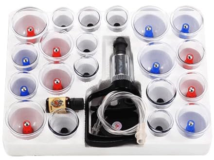 NUHBOIKO Kit de 24 Tasses, Ensemble de ventouses sous Vide, ventouses Anti-Cellulite, Pompe Acupoint Hijama, Ensemble de ventouses pour libération myofasciale