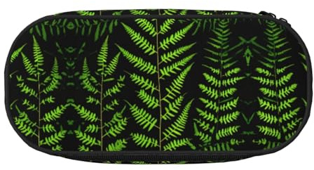 HJLUUFT Kosmetiktasche mit natürlicher Pflanzen-Silhouette, Farnblatt-Druck, Schreibwaren, Kawaii-Bleistift-Box, Gadget-Organizer-Tasche mit Reißverschluss