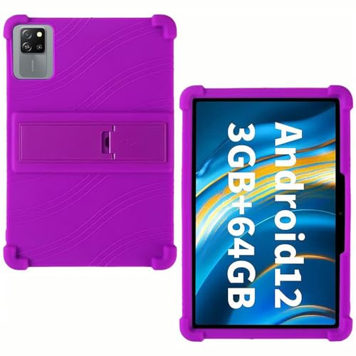 AKNICI Silicona Funda para Blackview Tab 60 WiFi/Blackview Tab 60 Pro/TECLAST P30/ TECLAST P30T/ OSCAL Pad 80 WiFi Tablet 10 Pulgadas, Funda Protectora con Función de Soporte, Morado