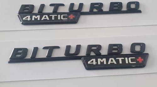 2 Pcs 3D BITURBO 4 Matic Auto Emblem Badge Logo glänz schwarz
