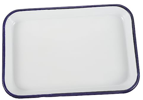 POPETPOP Square Cake Tin Enamel Dish Tray Baking White Enamel Square Tray Heat Resistant Oven p