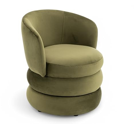 TILLY Velvet Swivel Cuddle Chair – Sage Green Velvet Armchair and Snuggle Seat, Ideal Swivel Accent Piece or Cuddle Chair for Bedroom and Living Room, Perfect Vibrant Design for Modern Interiors