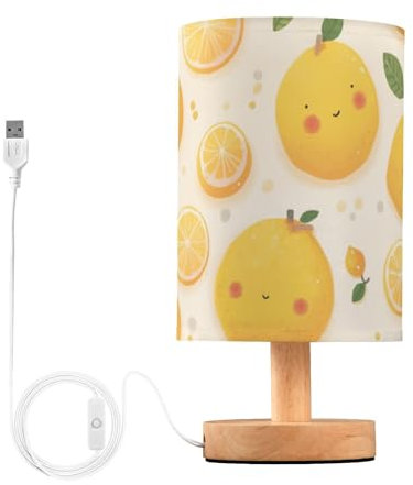 ZRWLUCKY Nachtlicht LED-Lampe mit USB-Anschluss, Zitronenmuster, Nachtlicht für Kinder, Glastisch