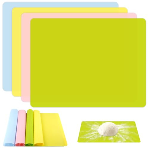 4 Stück Silikonmatte Groß 40x30 cm, Silikon Bastelmatte für Epoxidharz | Malunterlage für Kinder, Antihafte Bastelunterlage, Rutschfeste Platzset, Abwaschbar Tischmatte für Handwerk, DIY