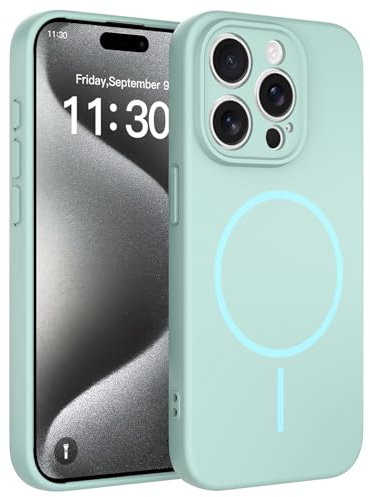 YIBAMI Magnetic Silicone Phone Case for iPhone 15 Pro (6.1-inch),Blue | Compatible with MagSafe,Raised Lens Protection,Precise Cutouts,Responsive Buttons,Snug Fit,Fast Charging,Anti-Slip Grip
