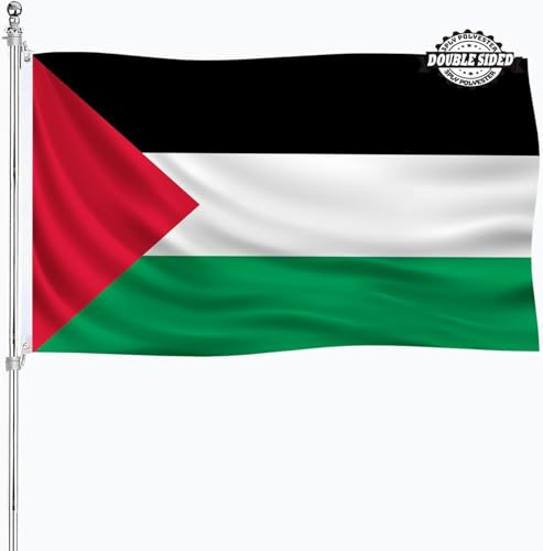 Bandera Palestina – 90x150cm (3x5ft) / 60x90cm (2x3ft) – Bandera Palestino Grande de Poliéster con Ojales Metálicos,Decoración Casa, Resistente para Exterior e Interior (A 1PCS, 90 * 150)