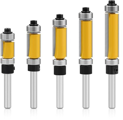 5 / 15Pcs Fräser 1 / 4 zoll Fräsen Kopie Trimmen Schaft Lager Bündig Trim Muster Zubehör Installation holz Router Bit Werkzeug