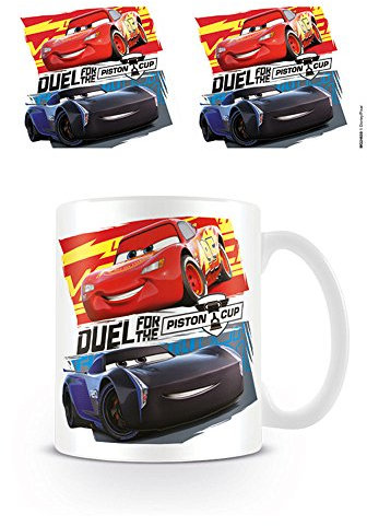 Pyramid International Coches 3 (Duelo de la Copa Pistón) Oficial en Caja de cerámica café/té Taza, Papel, Multicolor, 11 x 11 x 1,3 cm