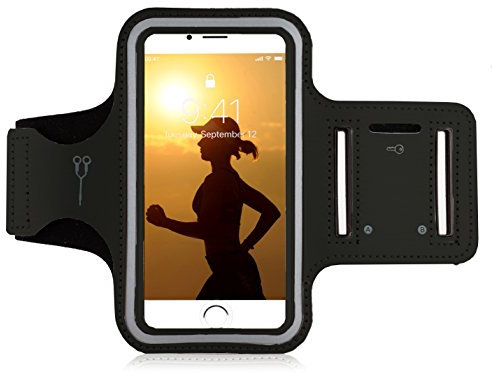 MyGadget Brassard pour Smartphone 6 Porte Téléphone Sport Running Phone Holer réglable Apple iPhone 12 Pro 11 XR XS X, Galaxy S10 S9 - Armband Noir