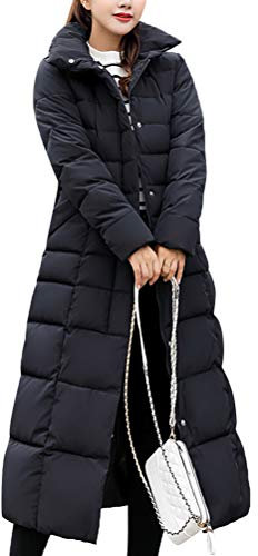 ORANDESIGNE Damen Warm Winterjacke Parka Jacke Mantel Lange Mit Fellkapuze Steppjacke Wintermantel Lässig Dicker Daunenjacke Daunenmantel Mit Gürtel Schwarz DE 36