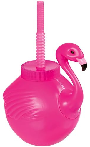 Pink Flamingo Sippy Plastic Cup (18 oz) - Pack of 1 | Perfect for Kids & Toddlers