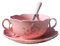 YBK Tech Breakfast Cup Bone China Porcelain Dessert Bowls Soup Mug with Saucer and Spoon (Pink)