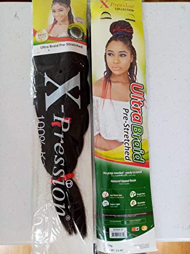 X-Pression Pre-Stretched Ultra Braid Hair Extension No Prep Needed - Ready To Install (PACK OF 2) Colour 4 Chocolate Brown