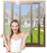 NeatiEase Adjustable DIY Magnetic Fly Screen Window Max 150x 180 cm, Full Frame Magnetic Strip Easy Installation Fits Any Size Smaller Insect Mesh Mosquito Bug Net for Windows (White Frame Grey Net)