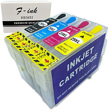 F-INK leere wiederaufladbare Tintenpatrone kompatibel für Epson 29 oder 29XL Tintenpatronen 4 Farben T2991 Schwarz T2992 Cyan T2993 Magenta T2994 Gelb