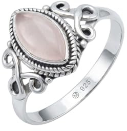 mantraroma Bague femme argent 925 quartz rose pierre précieuse rose insolite ludique