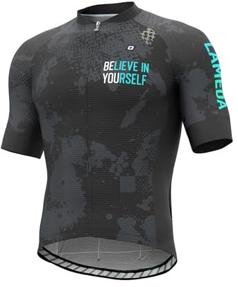 LAMEDA Radtrikot Fahrradtrikot Herren Kurzarm Funktionsshirt T Shirt Atmungsaktiv Schnell Trocknen Fahrradbekleidung Damen Kurz für Radsport Fitness Grau M