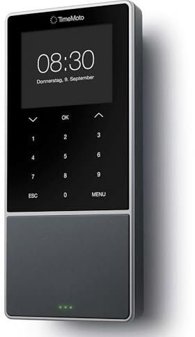 TimeMoto TM-818 SC Cloud-basiertes Zeiterfassungsgerät, kombinierbar mit kontaktlosen Smart Access Cards, RFID Badge/Schlüsselanhänger, PIN, bis zu 2.000 Benutzer, Terminplanung, Arbeitszeitberichte