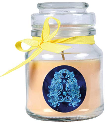 HS Candle Sternzeichen Duftkerze Vanille im Bonbonglas (Jungfrau) - viele Motive zur Auswahl, 120g - Brenndauer bis zu 30 Std - Virgo